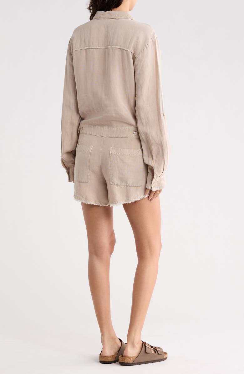 Young, Fabulous & Broke Rea Frayed Short Romper, Alternate, color, Sandstone Pigment