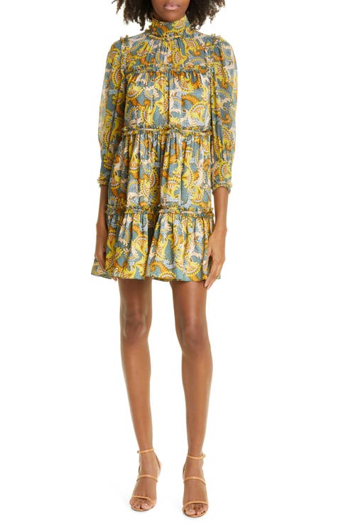 Brady Paisley Ruffle Tiered Babydoll Dress
