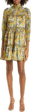 Cinq à Sept Brady Paisley Ruffle Tiered Babydoll Dress