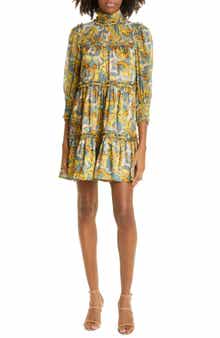 Cinq à Sept Brady Paisley Ruffle Tiered Babydoll Dress