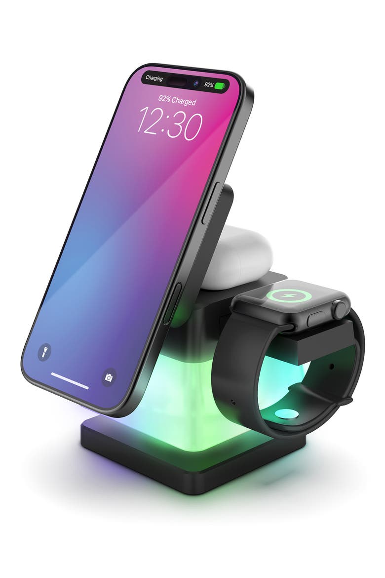3-in1 Wireless LED Charge Stand, Alternate, color, WHITE