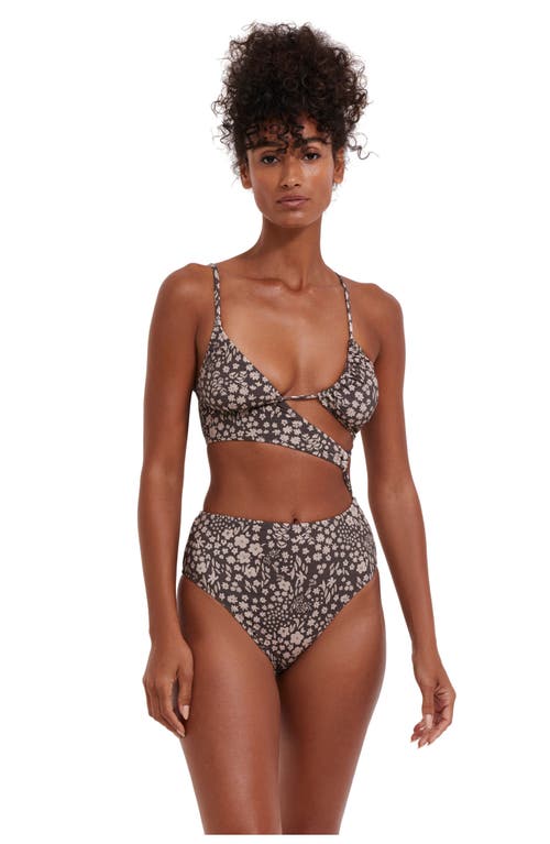 Flirtt Gottex Bella Flora Cut Out One Piece In Multi Brown