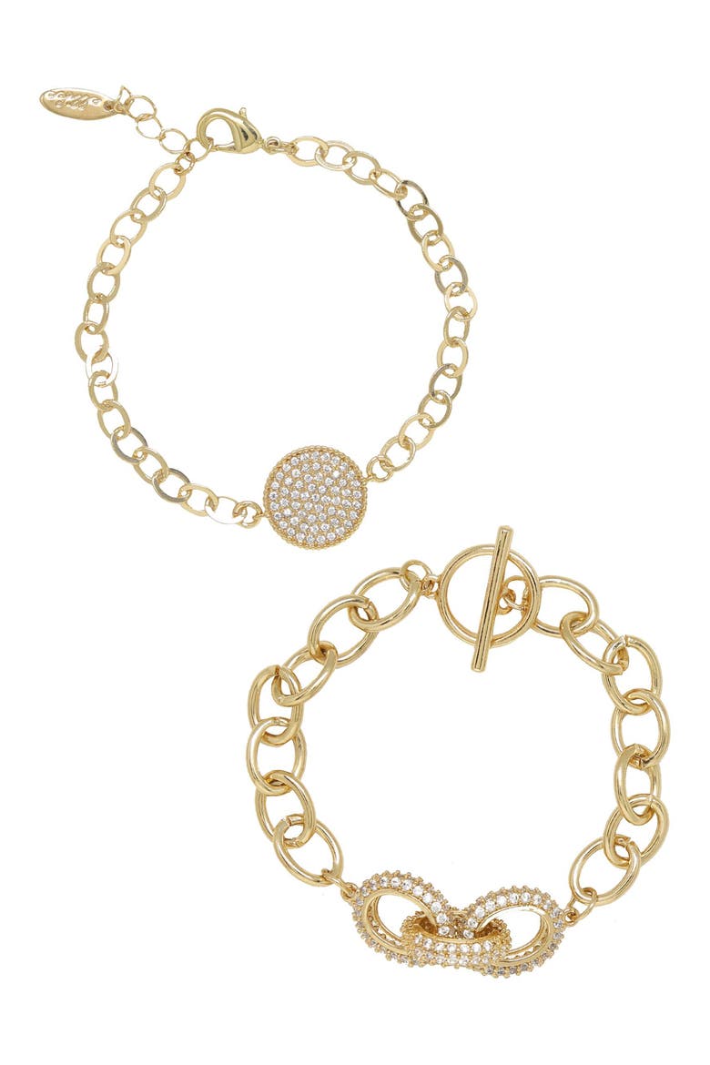 Set of 2 Pavé Bracelets, Main, color, GOLD