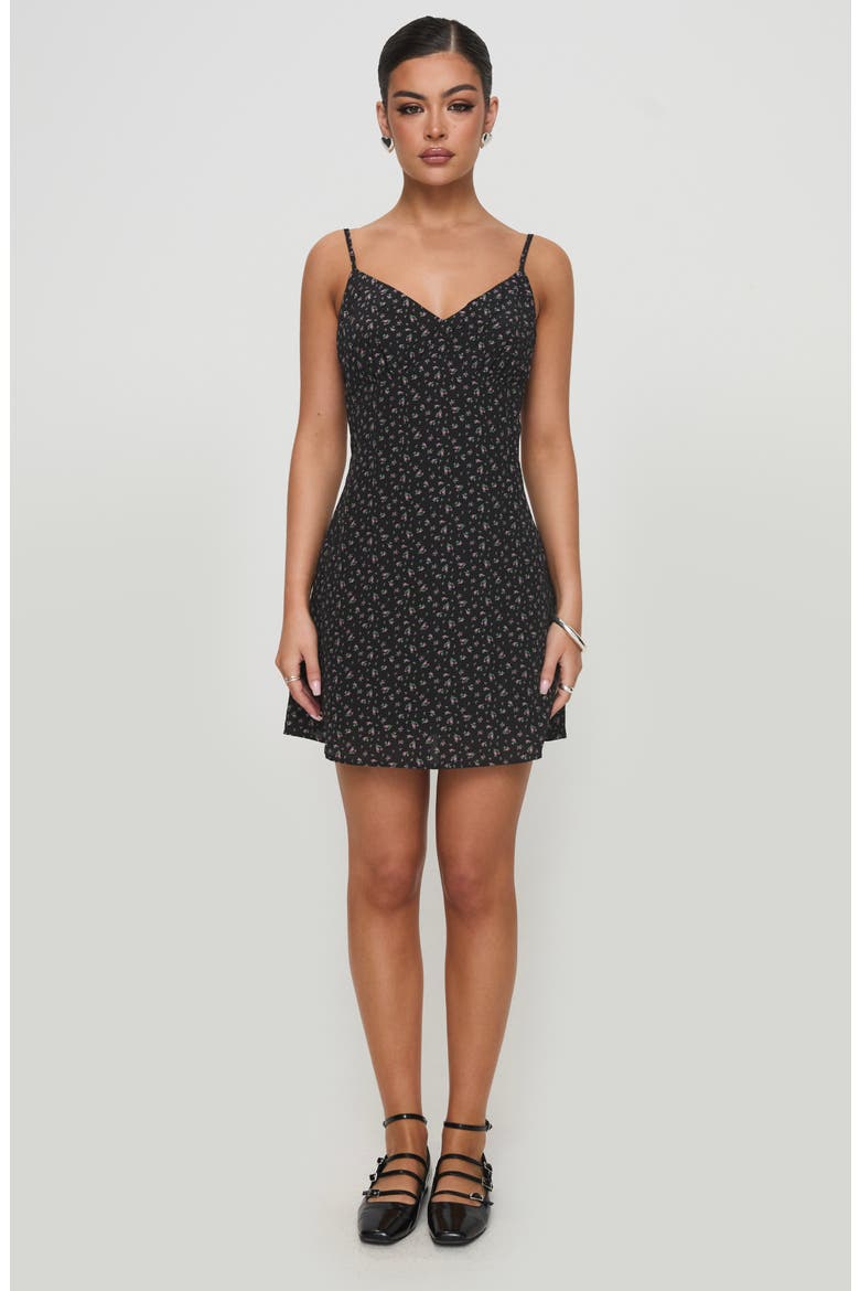 Jaye Floral Minidress, Alternate, color, BLACK