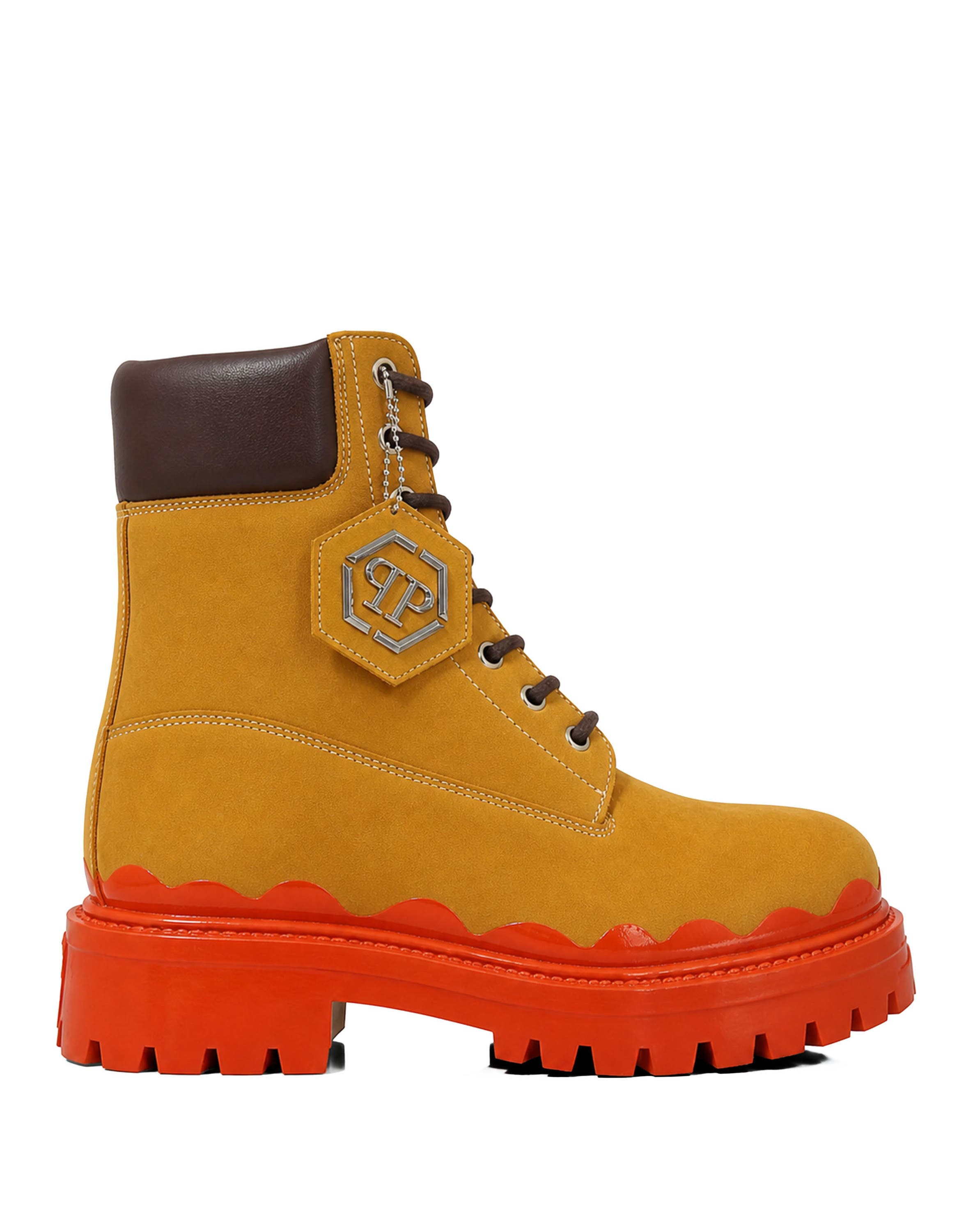 Nabuk Lace-up Boots Immersed Men, Alternate, color, beige/orange