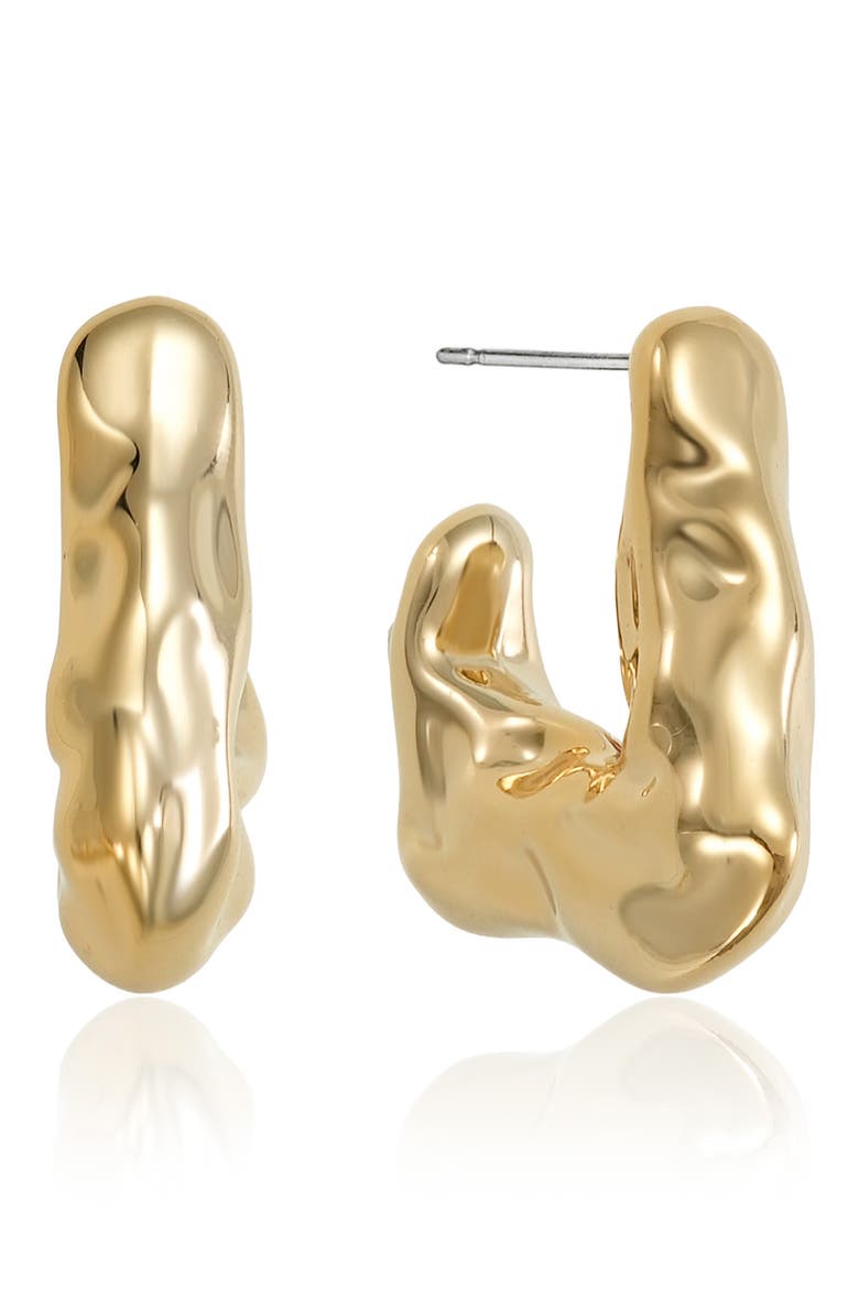 Liquid Metal Hoop Earrings, Main, color, GOLD
