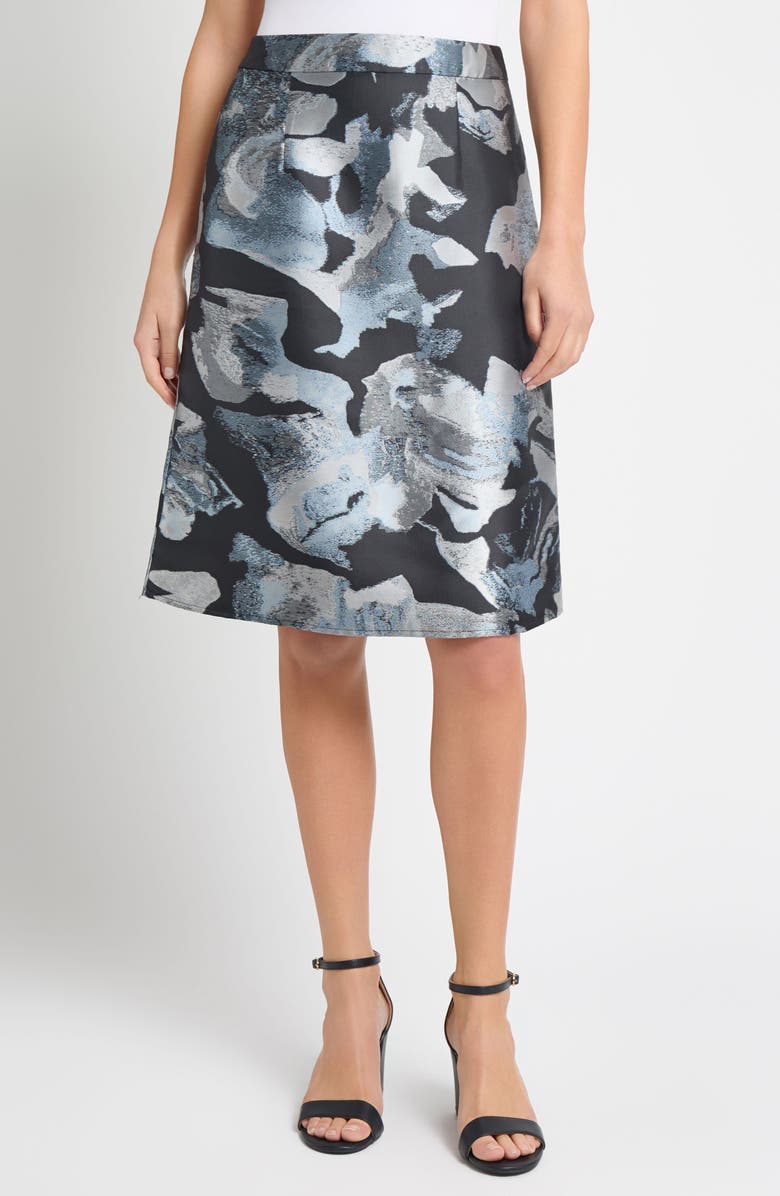 Ming Wang Abstract Floral A-Line Skirt, Main, color, Dawn/ Granite/ Lunar Rock
