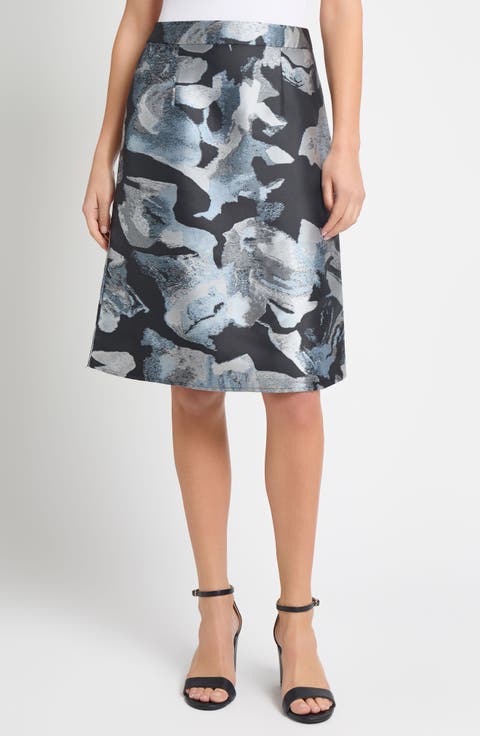 Abstract Floral A-Line Skirt
