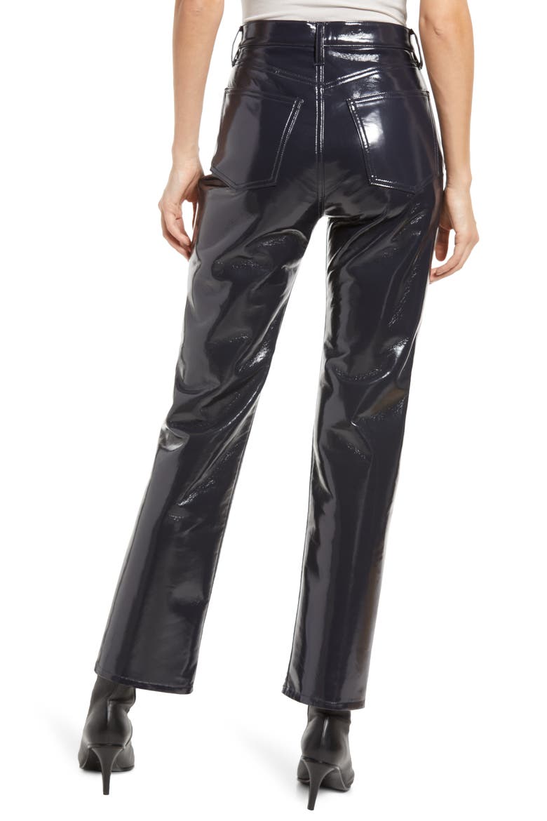 '90s Pinch Waist Patent Recycled Leather Blend Jeans, Alternate, color, SHADOW PATENT
