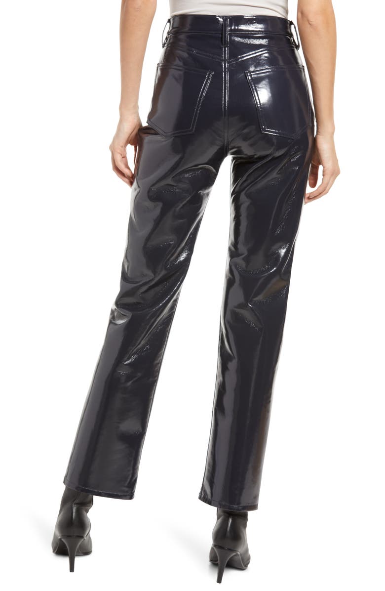 AGOLDE '90s Pinch Waist Patent Recycled Leather Blend Jeans, Alternate, color, Shadow Patent