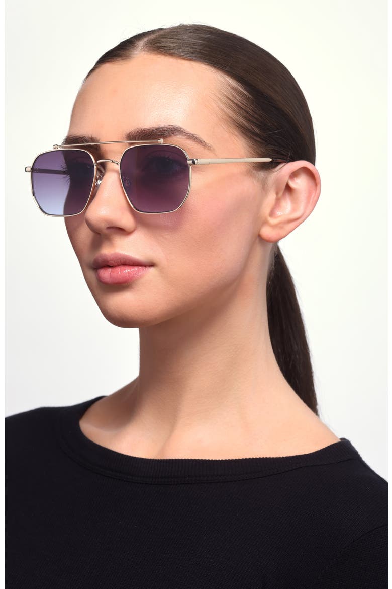 Gradient Aviator Sunglasses, Alternate, color, GOLD- SMOKE
