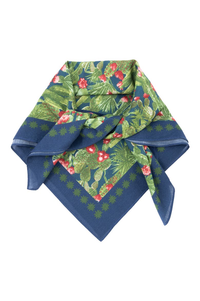 Floral Border Square Bandana, Alternate, color, GREEN MULTI