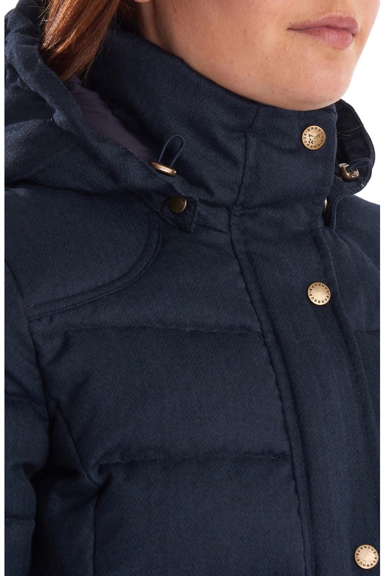 Lonnen Herringbone Channel Quilted Hooded Coat, Alternate, color, NAVY HERRINGBONE