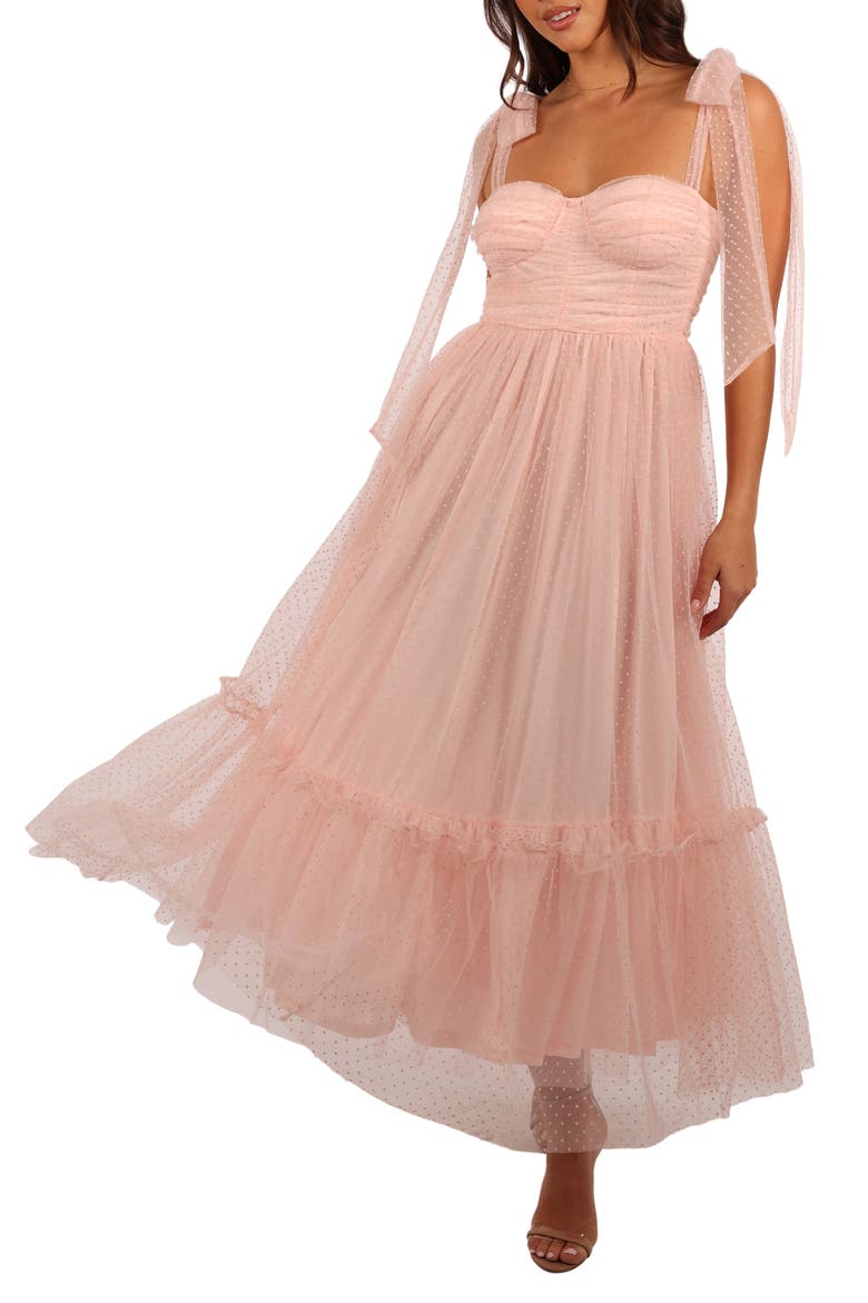 Floret Bow Strap Midi Sundress, Main, color, PETAL PINK