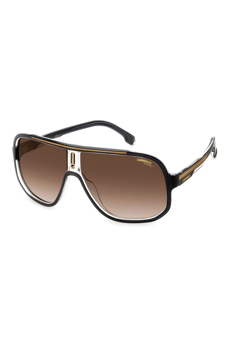 63mm Oversize Rectangular Navigator Sunglasses, Alternate, color, BLACK GOLD/ BROWN GRADIENT