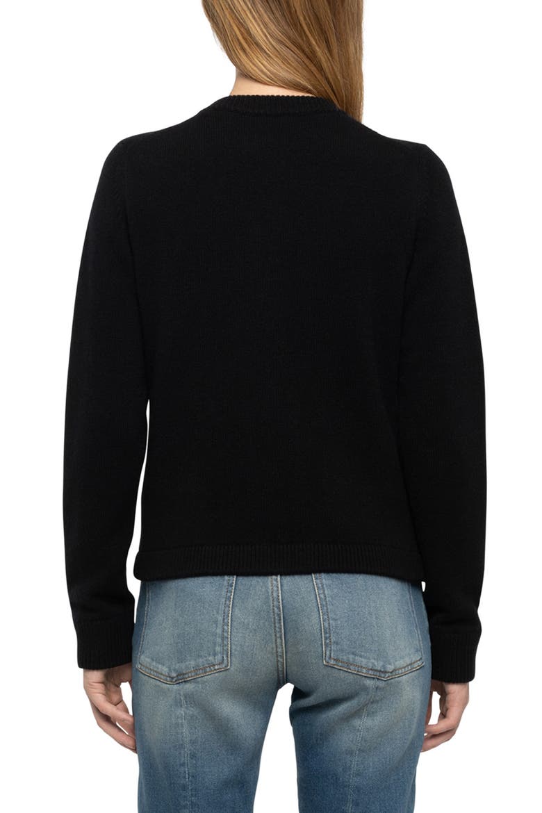 Marcya Crystal Star Button Cashmere Cardigan, Alternate, color, BLACK