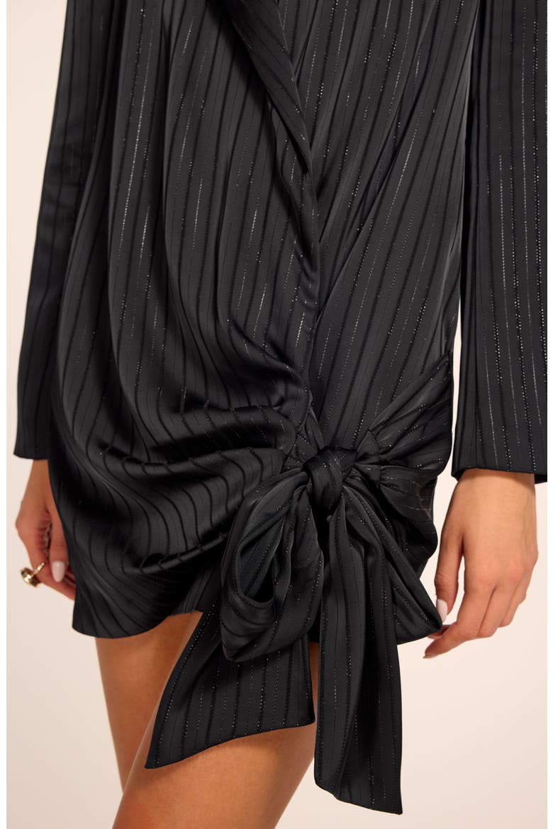 Irina Pinstripe Tie Minidress, Alternate, color, BLACK