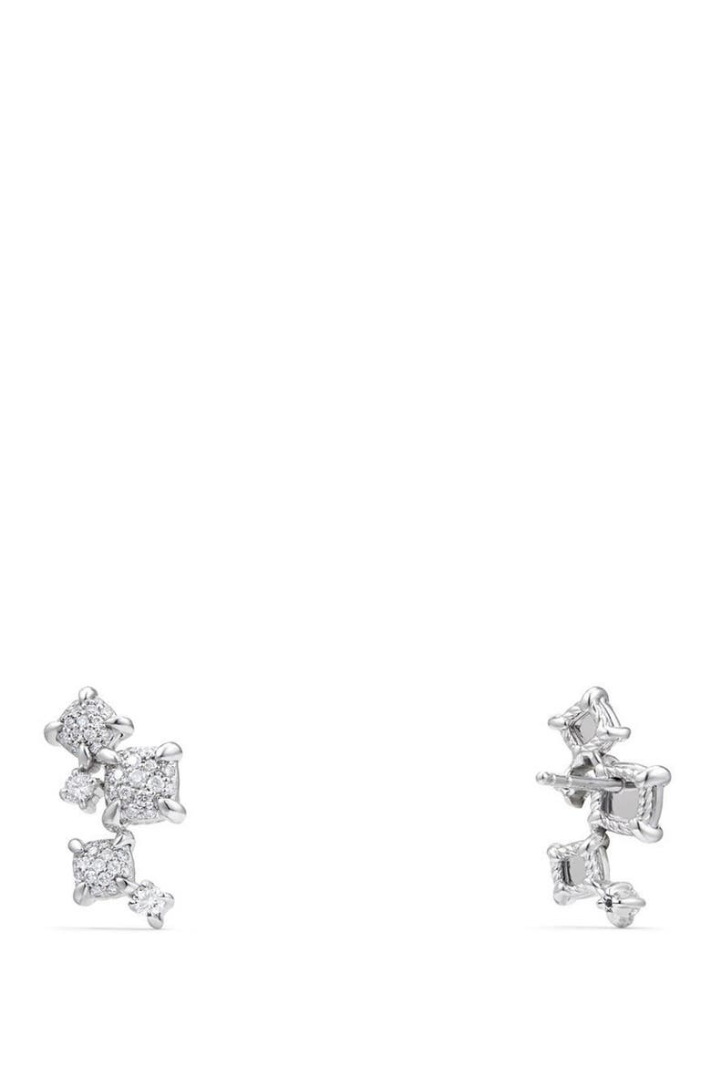Petite Châtelaine Climber Earrings in 18K Gold with Diamonds, Alternate, color, WHITE GOLD