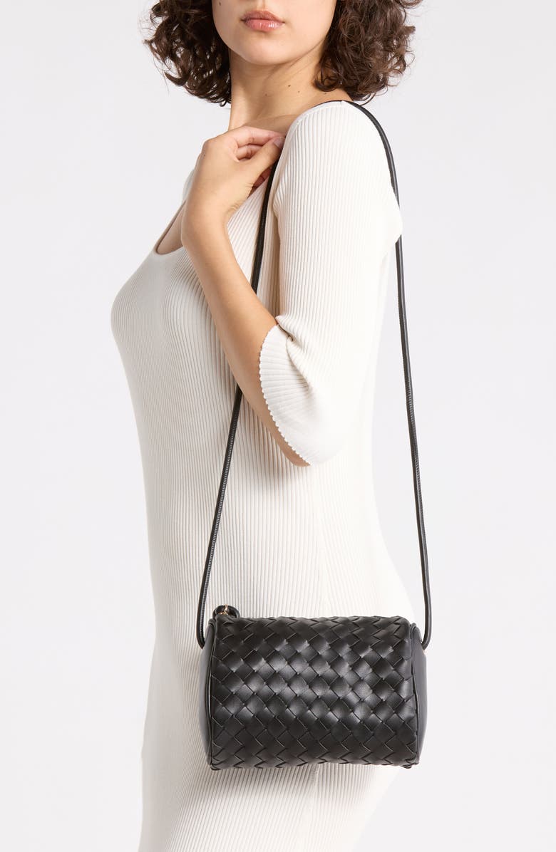 URBAN EXPRESSIONS HANDBAGS Woven Faux Leather Crossbody Bag, Alternate, color, Black