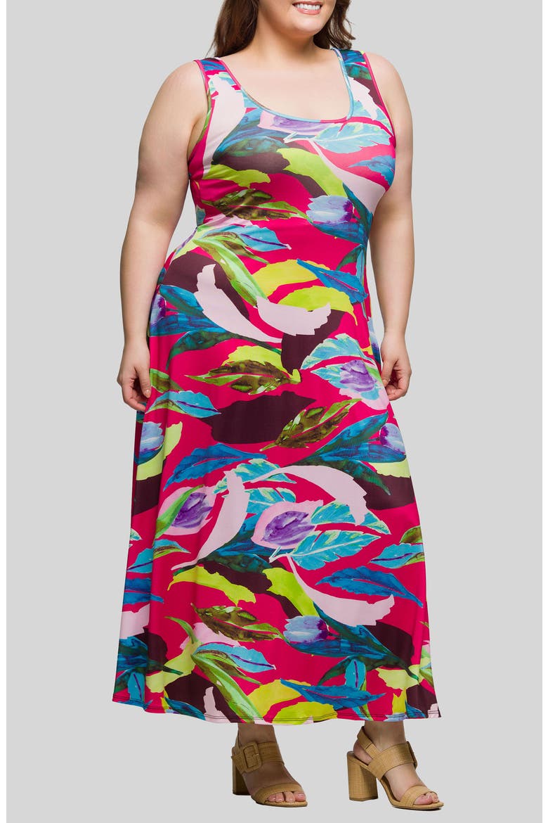 Print Sleeveless Maxi Dress, Alternate, color, BLUE MULTI