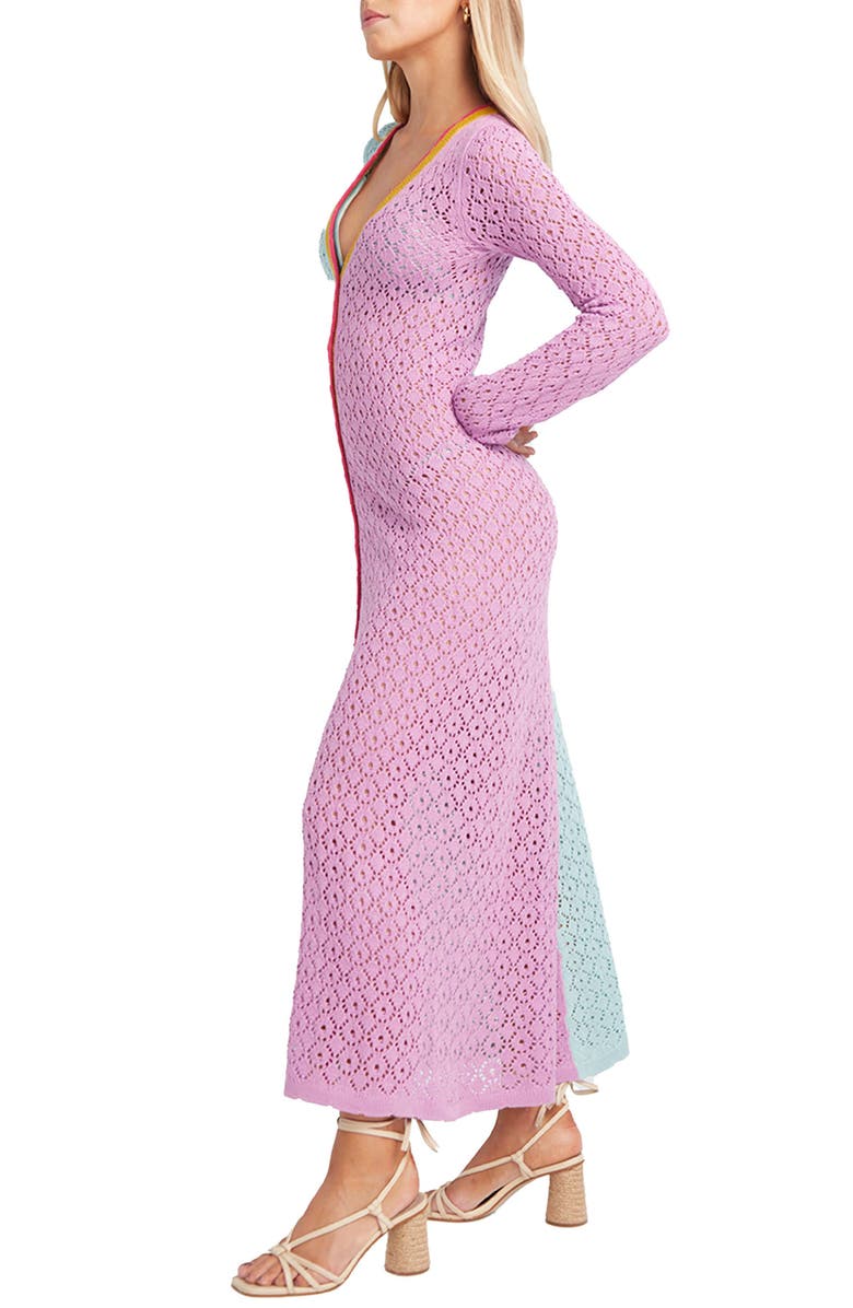 Capittana Alexandra Long Sleeve Colorblock Cover-Up Maxi Sweater Dress, Alternate, color, 