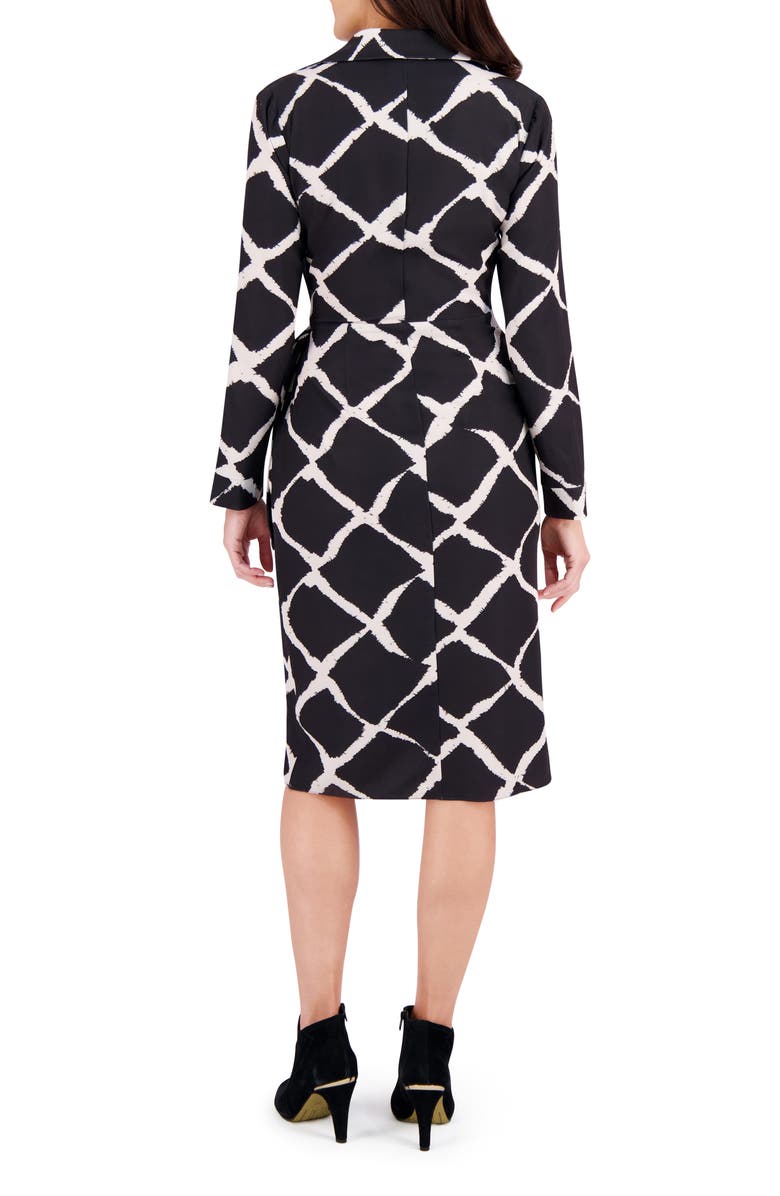 London Times Long Sleeve Faux Wrap Midi Dress, Alternate, color, Black/ Tan