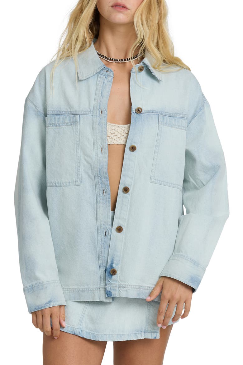 Jade Saltwash Denim Shacket, Main, color, BLUE MIST