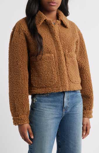 Lucky Brand Patch Pocket Faux Fur Crop Jacket