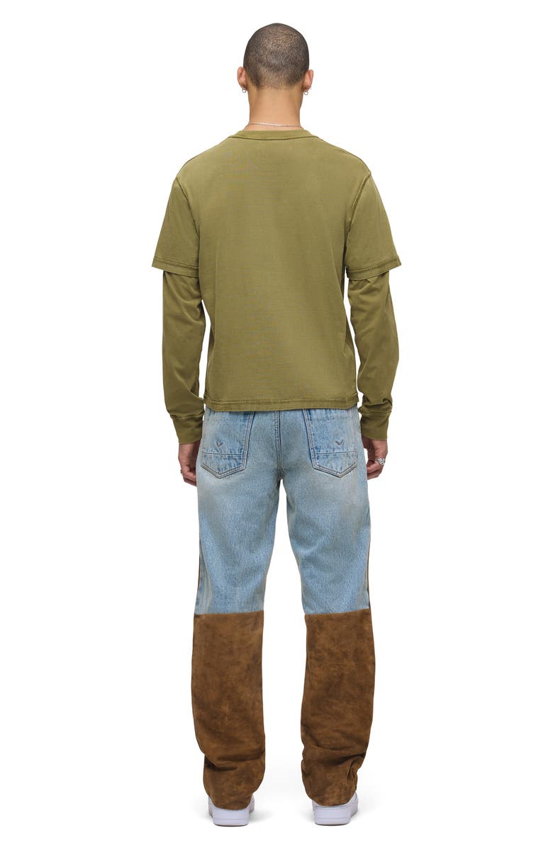 Hudson Jeans Hybrid Layered Long Sleeve Cotton T-Shirt, Alternate, color, Olive