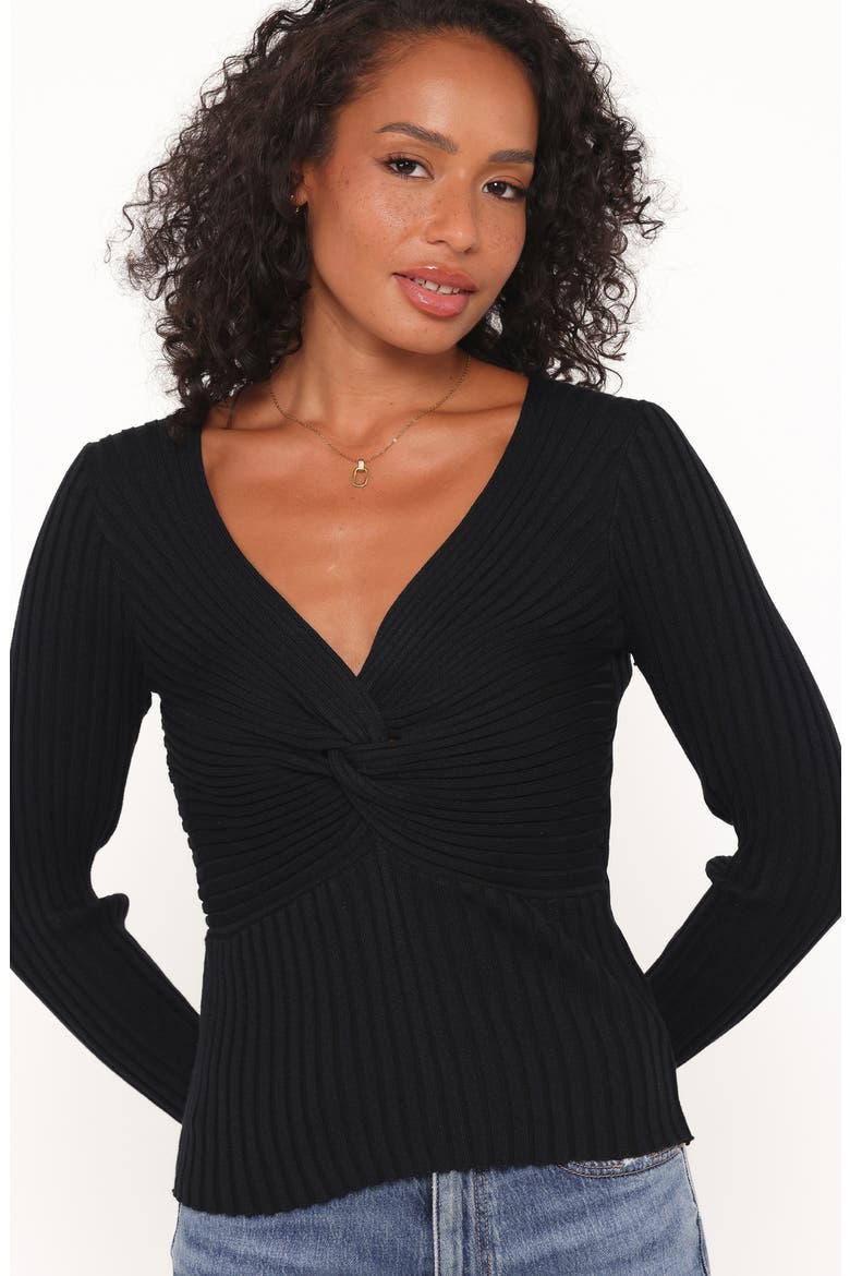 Demi Twist Rib Sweater, Alternate, color, BLACK