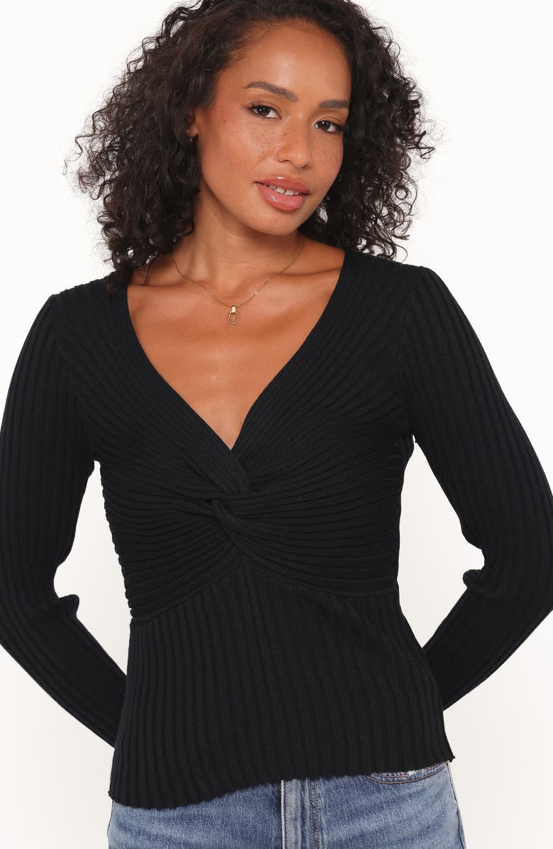 Petal & Pup Demi Twist Rib Sweater, Alternate, color, Black