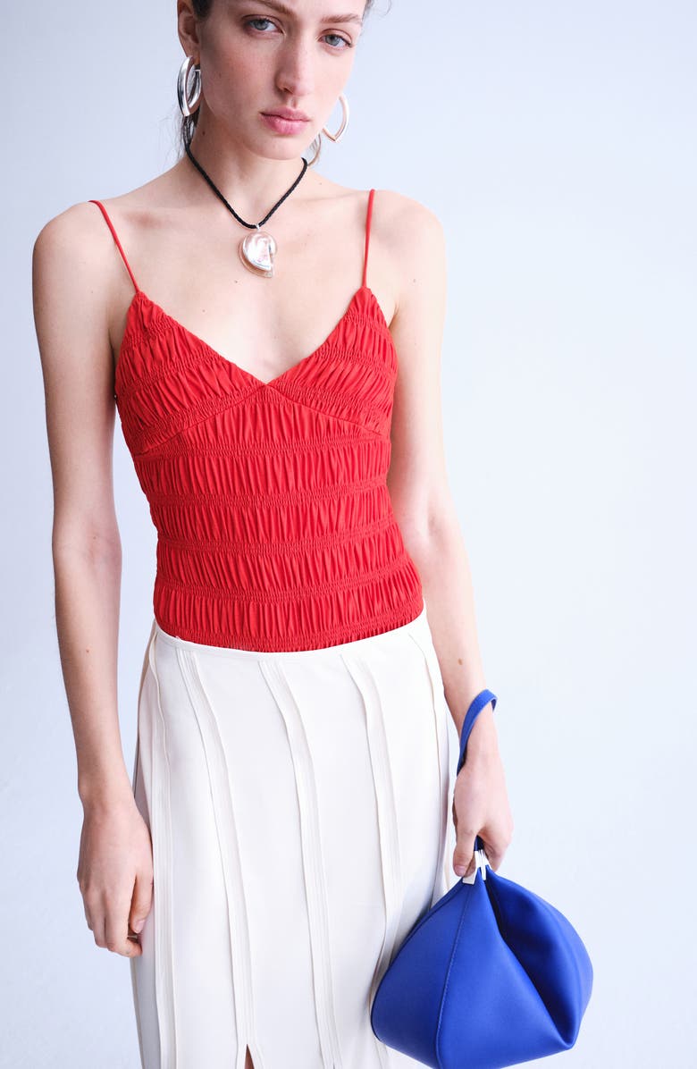 MANGO Shirred Sleeveless Bodysuit, Alternate, color, 