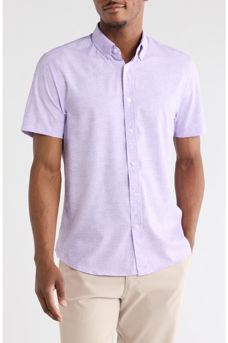 Short Sleeve Button-Down Shirt, Main, color, LAVENDER