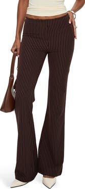 Princess Polly Sportia Pinstripe Low Rise Flare Pants
