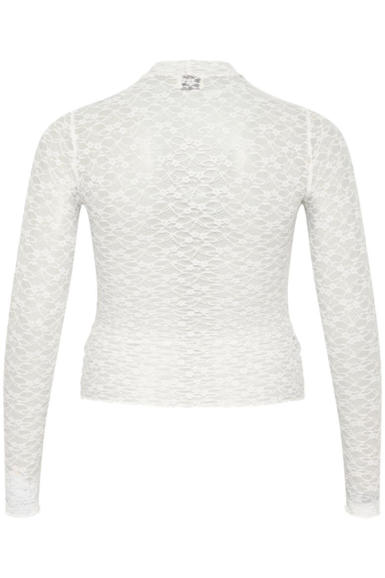 KAjolia Long Sleeve Sheer Lace T-shirt, Alternate, color, Chalk