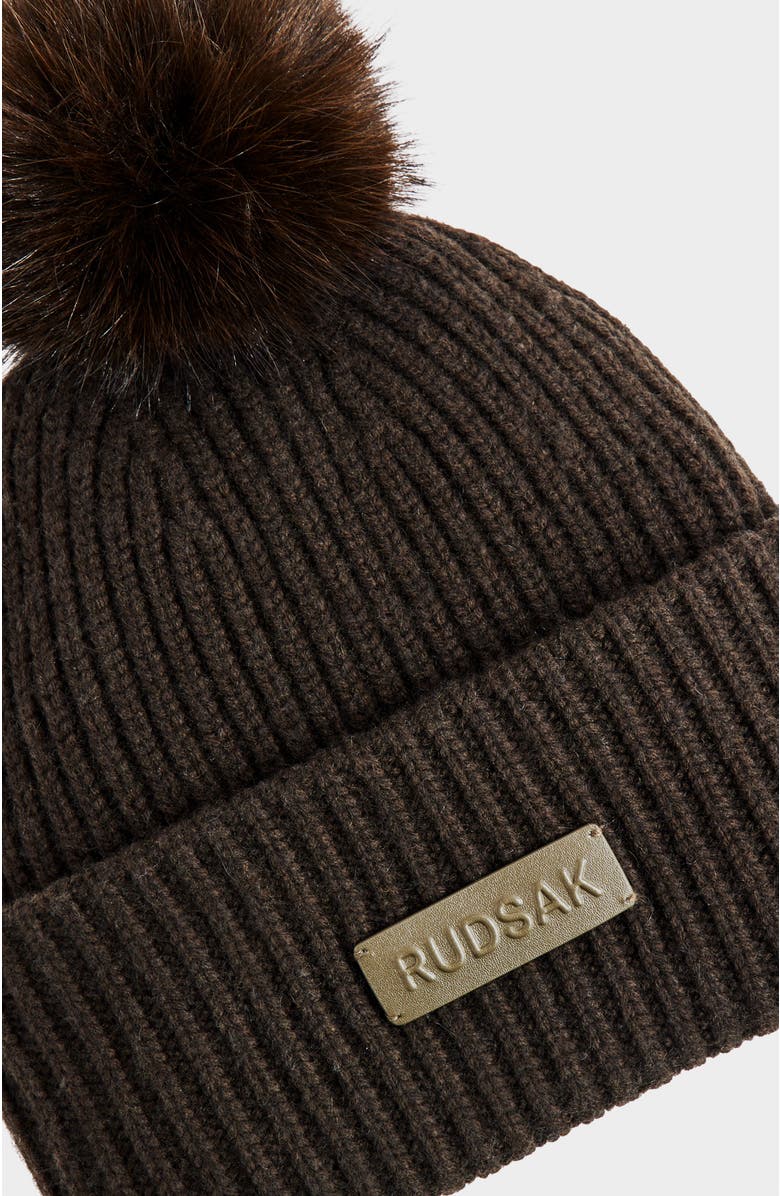 Rudsak Dara Knit Pom Pom Hat, Alternate, color, Dark Olive