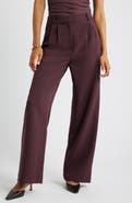 Open Edit Icon Twill High Waist Wide Leg Trousers