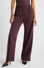 Open Edit Icon Twill High Waist Wide Leg Trousers