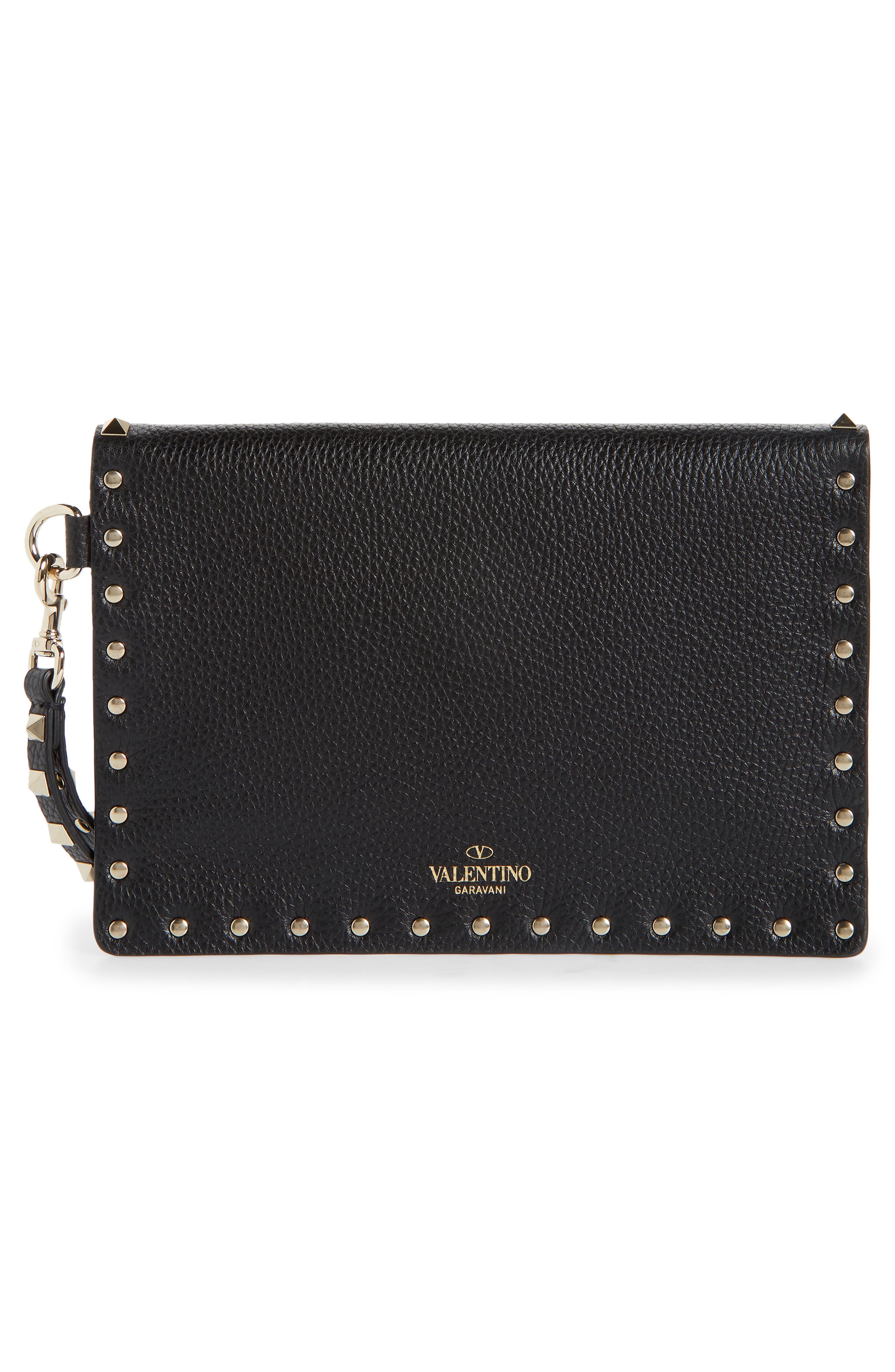Valentino Garavani Medium Rockstud Leather Envelope Pouch, Alternate, color, 