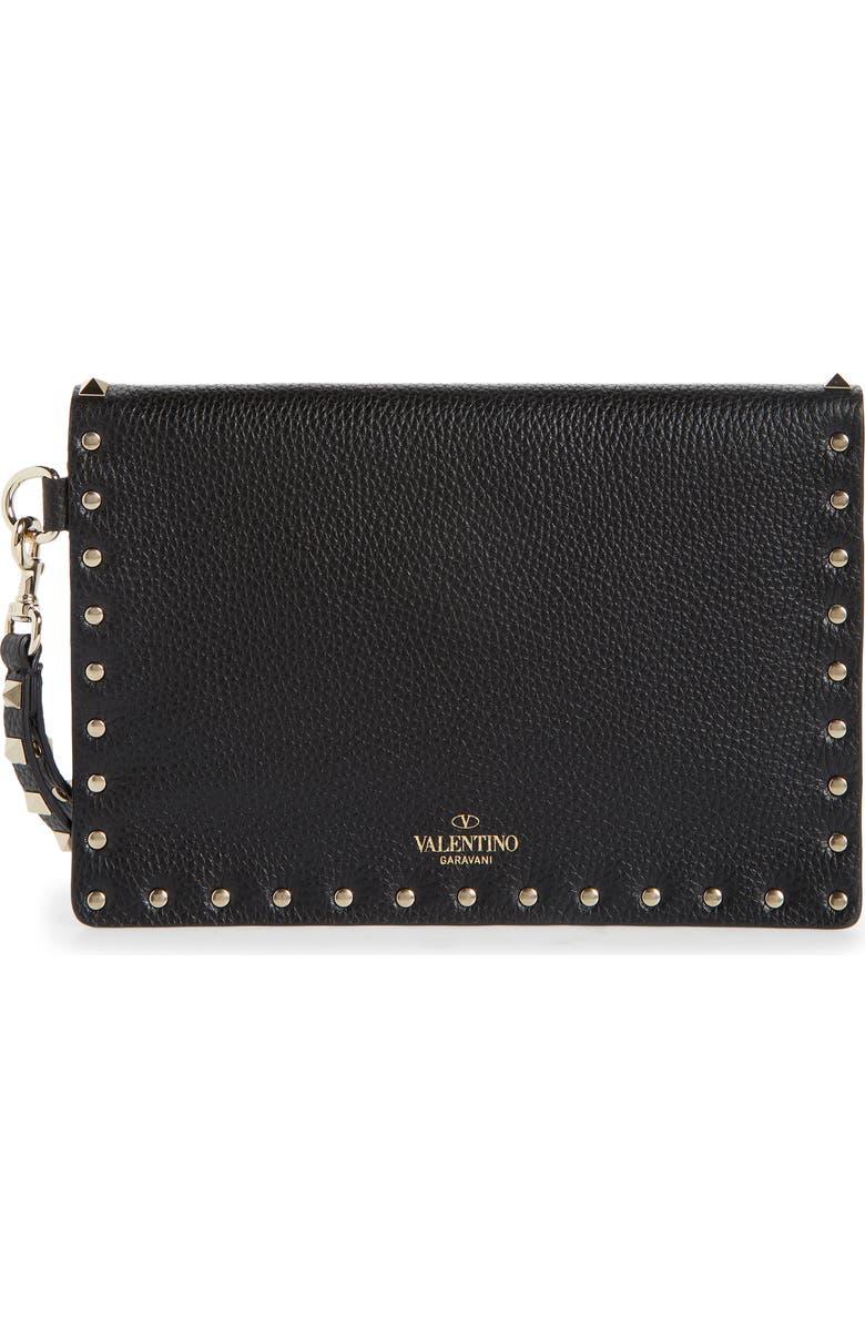 Valentino Garavani Medium Rockstud Leather Envelope Pouch, Alternate, color,