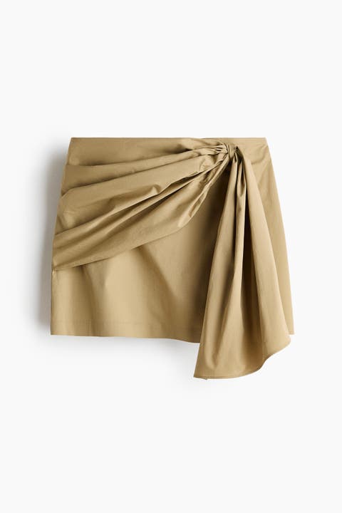 Tie-detail twill skirt