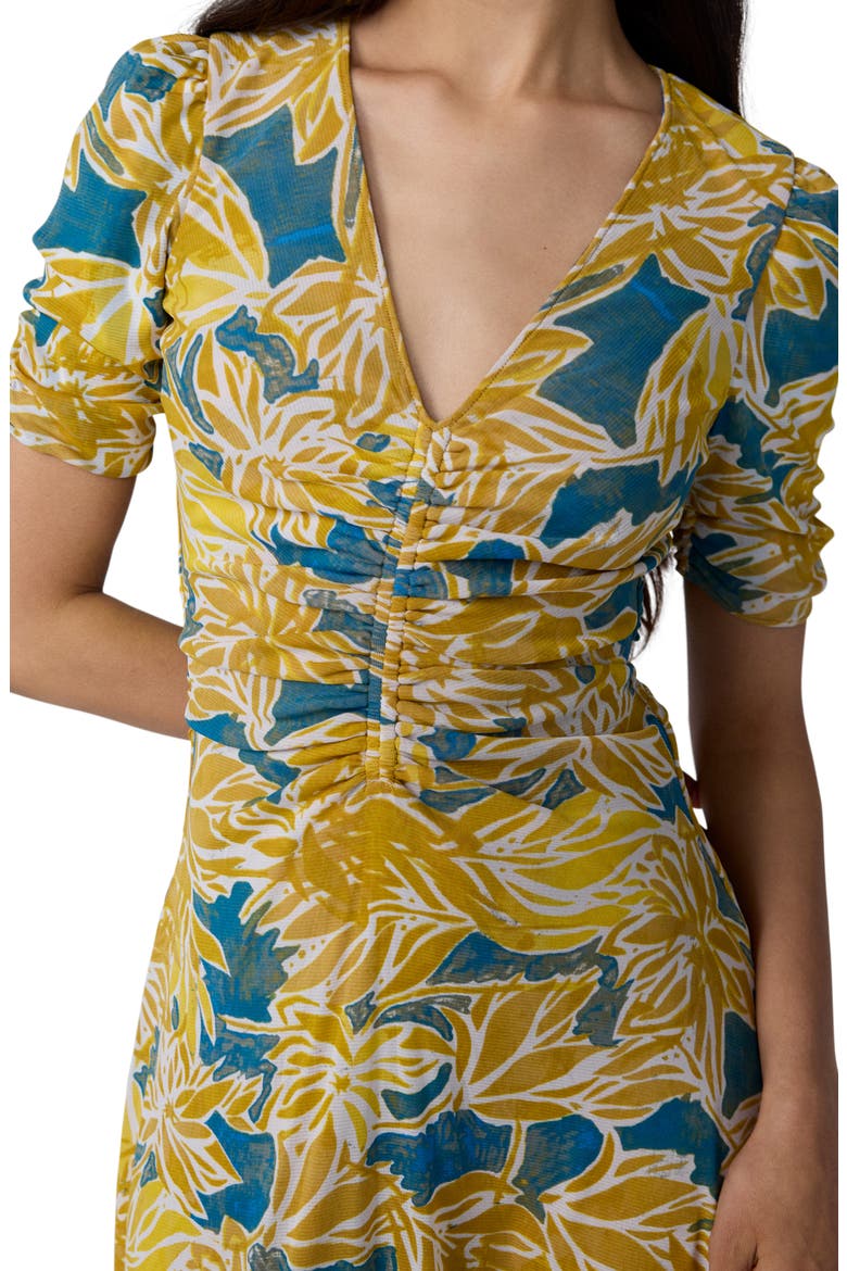 Koren Print Ruched Reversible Dress, Alternate, color, SEA PALM MID CRETE BLUE