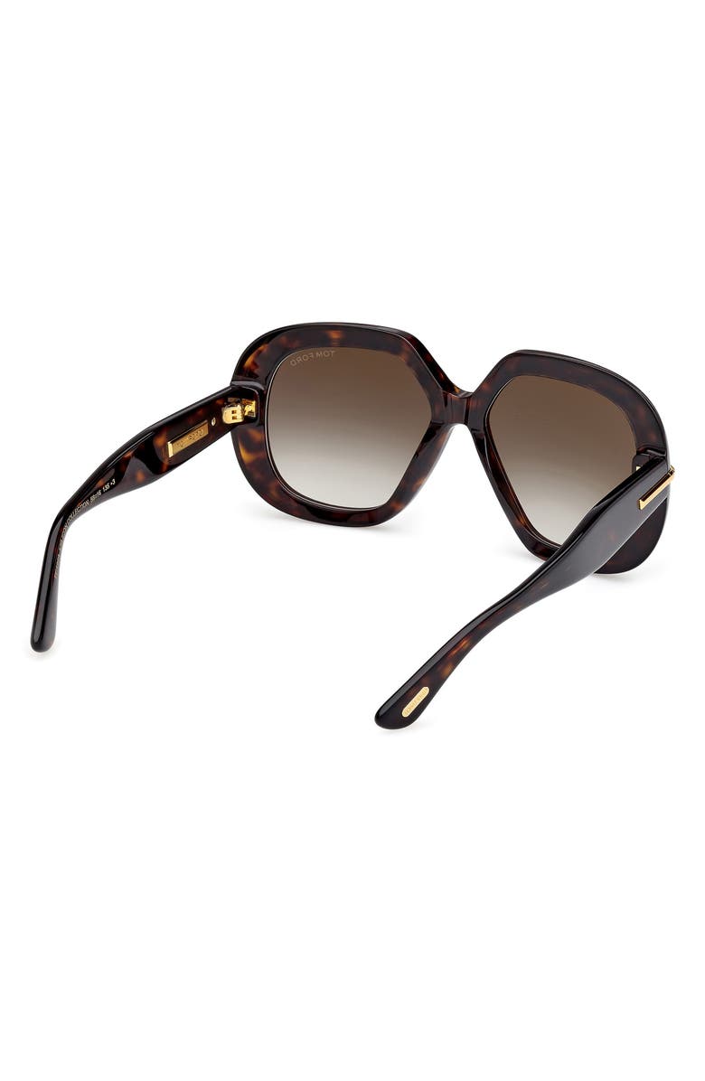 TOM FORD 56mm Geometric Sunglasses, Alternate, color, Dark Havana / Gradient Smoke
