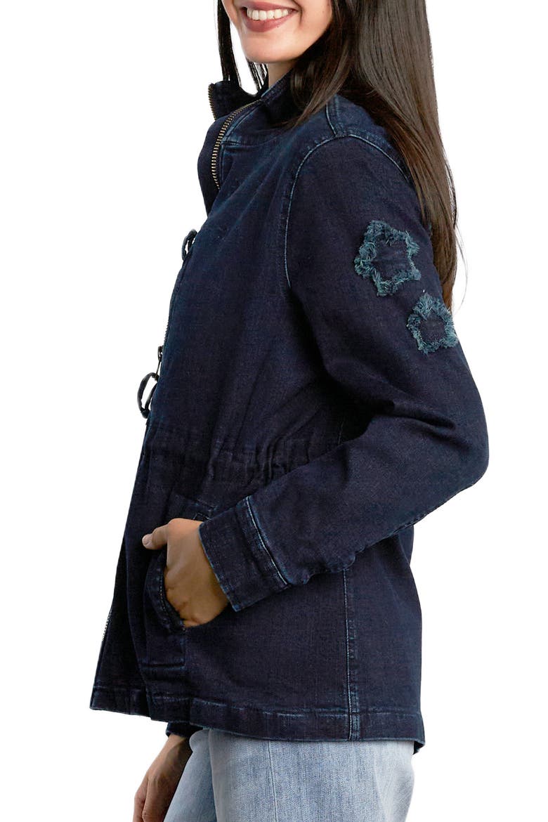 Butterfly Embroidery Cotton Blend Jacket, Alternate, color, DENIM