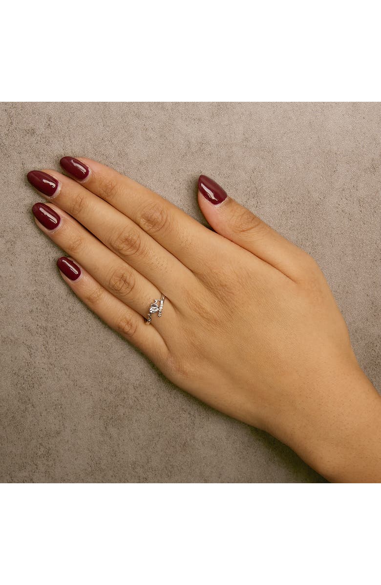 Haus of Brilliance Silver Diamond Accent "MOM" Heart Ring, Alternate, color, White