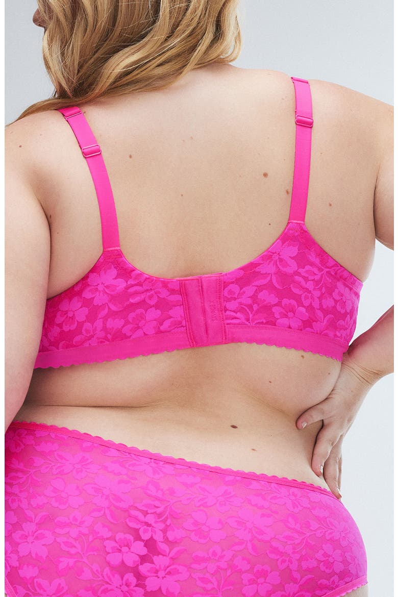 Lavish Lace Unlined Plunge Bra, Alternate, color, FRISKY PINK