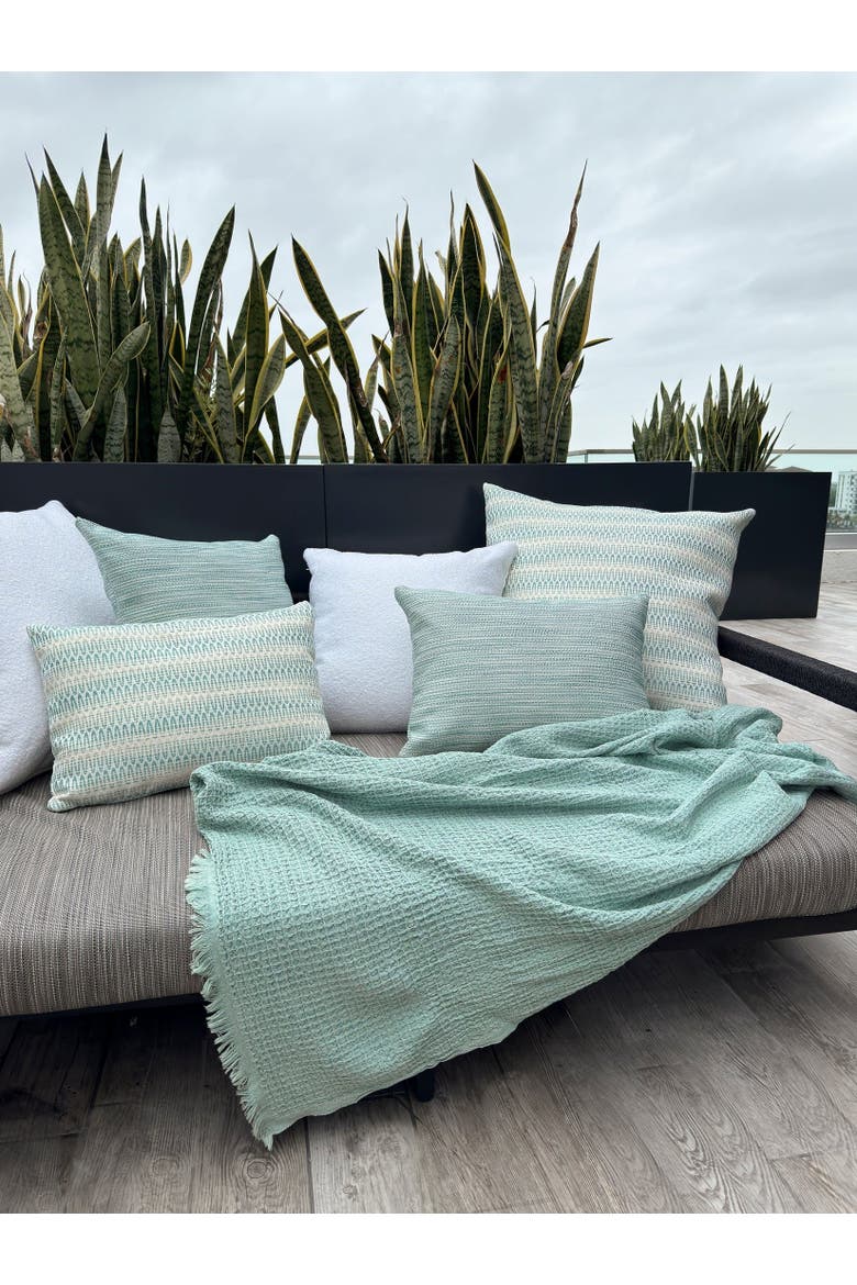 Summer Twist Indoor Outdoor Pillow, Alternate, color, Aqua
