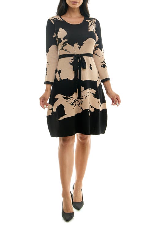 Jacquard Fit & Flare Sweater Dress