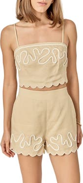 English Factory Wavy Embroidered Crop Camisole