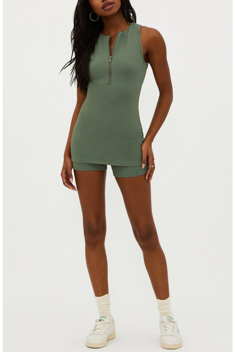 Olina Textured Back Cutout Romper, Main, color, QUEEN PALM WAFFLE